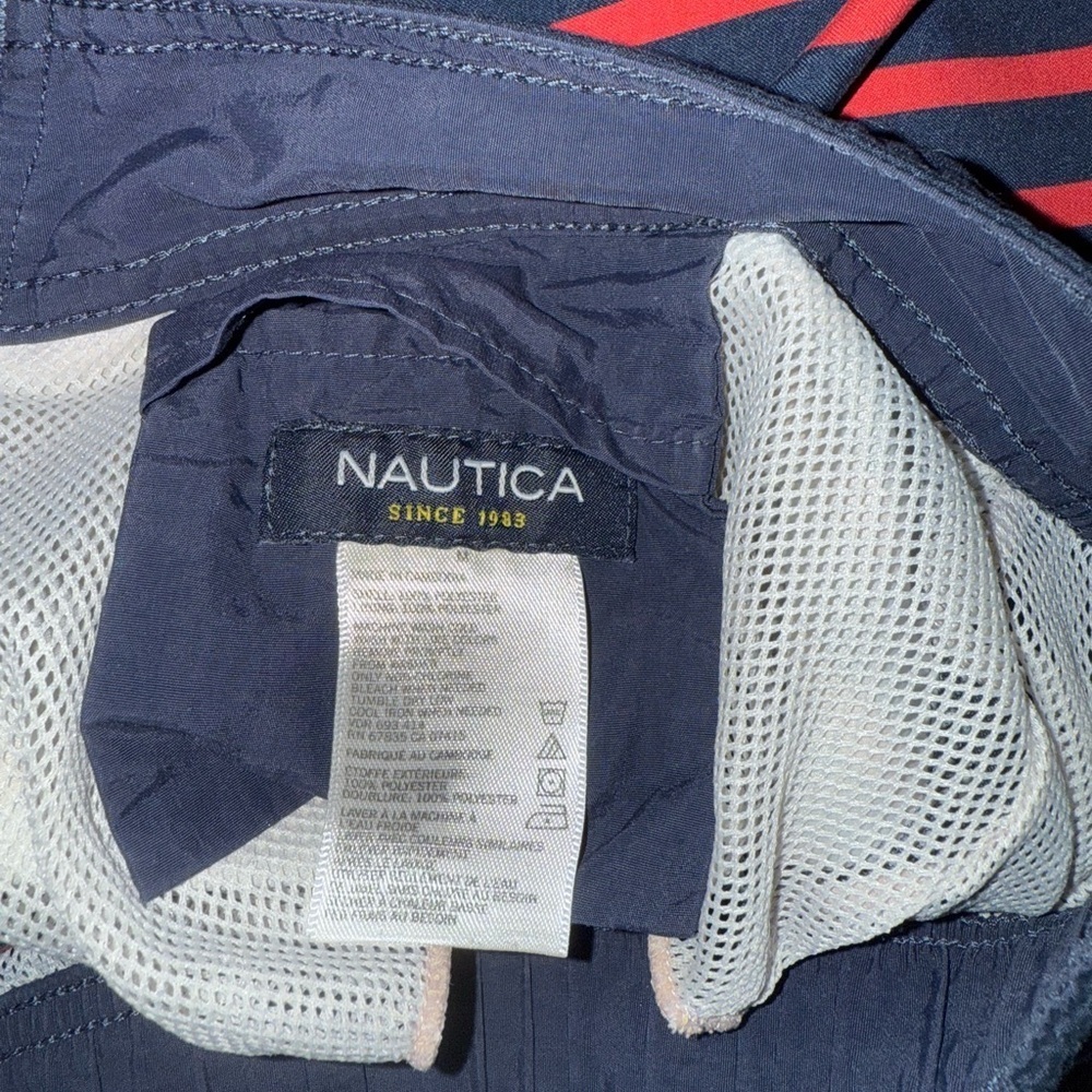 Nautica Red and Navy Blue Striped Board Shorts Size Medium - Picture 4 of 4